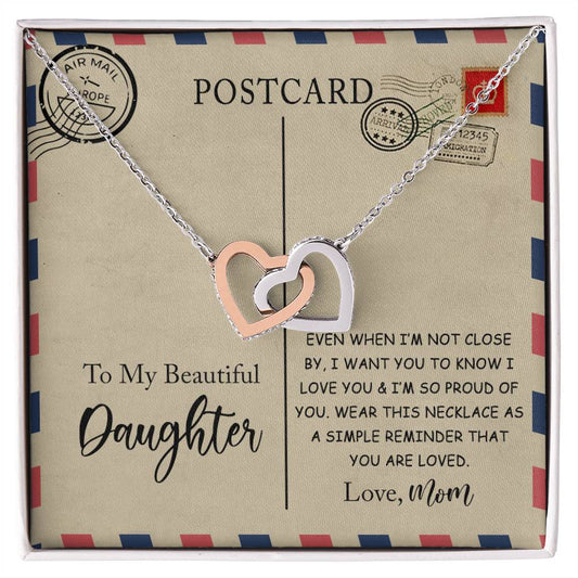 To My Beautiful Daughter | I'm So Proud Of You - Interlocking Hearts necklace